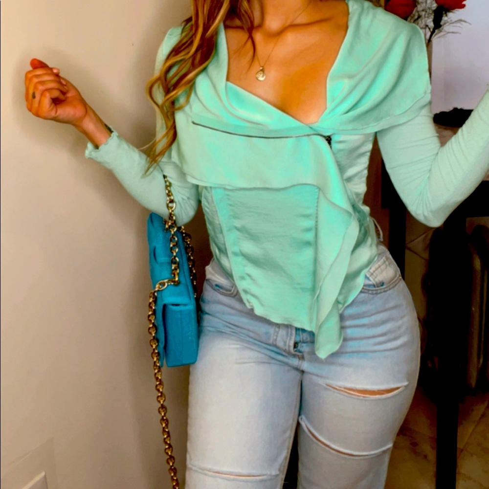 Teal silk blouse BCBGMAX